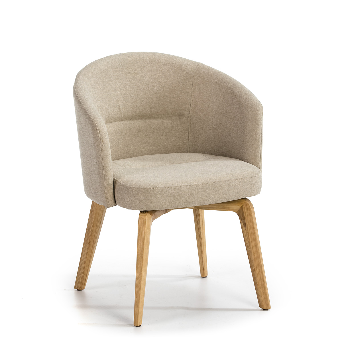 Silla Madera Natural Tela Beige Estilo Nórdico