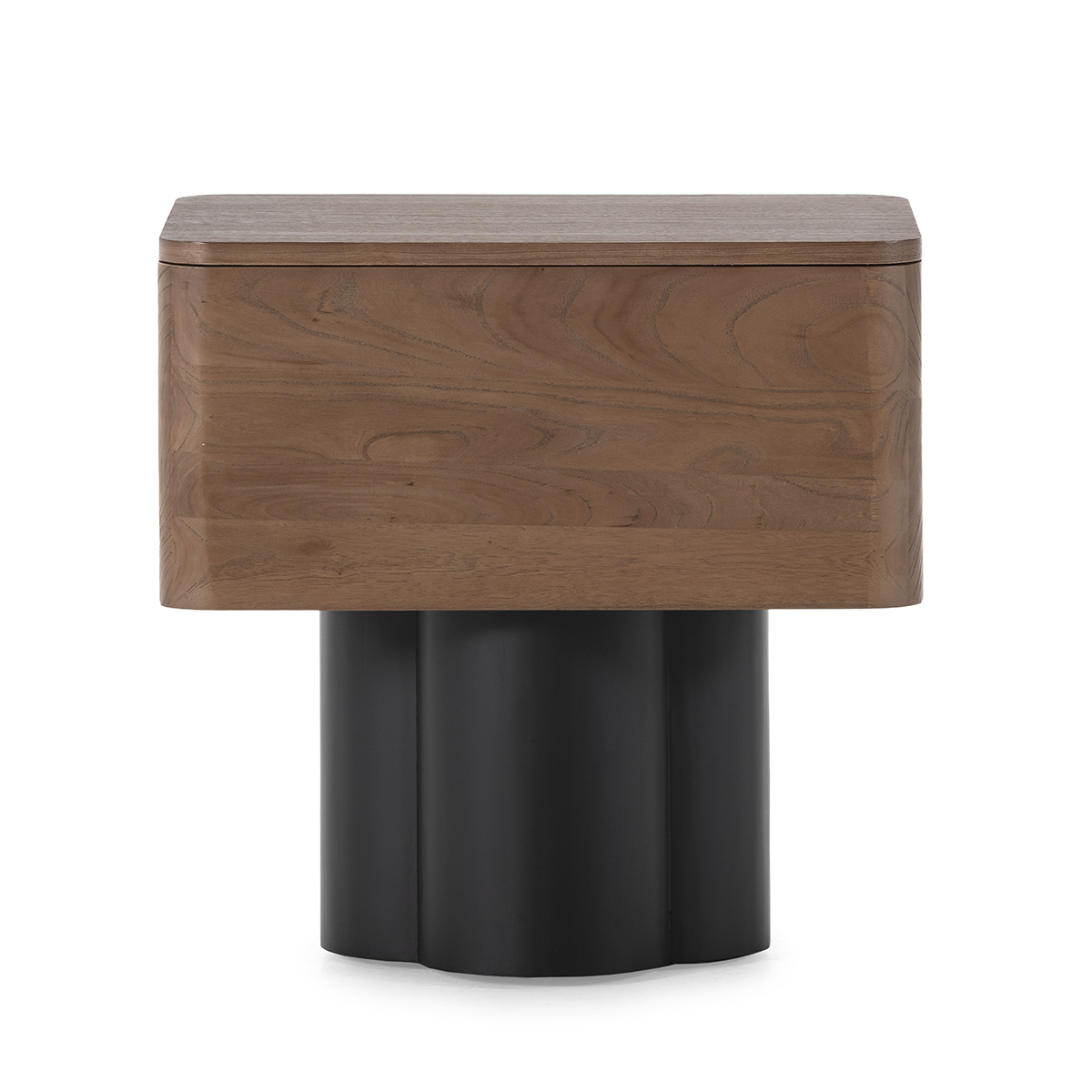 Mesita de noche madera olmo color nogal negro mate