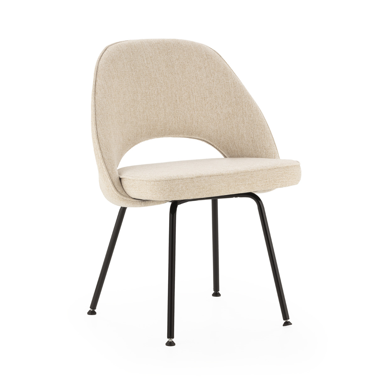 Silla Metal Negro Tela San Remo Blanca Moderna