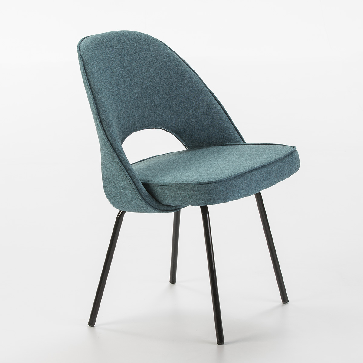 Silla Metal Negro Tela Azul Estilo Moderno