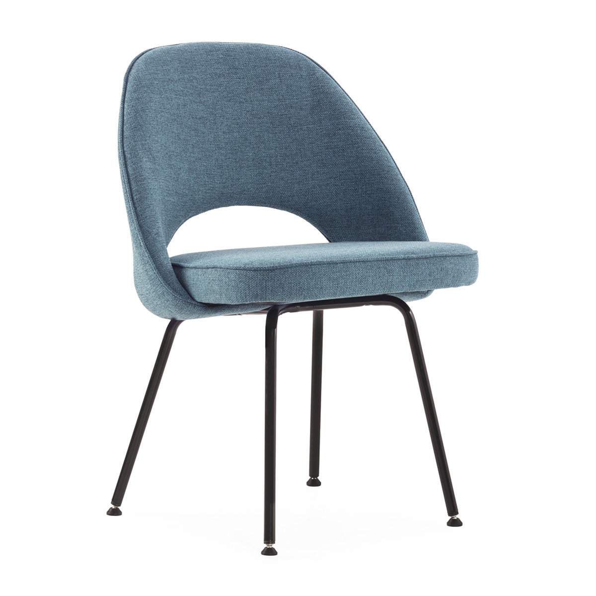 Silla Metal Negro Tela Azul Estilo Moderno