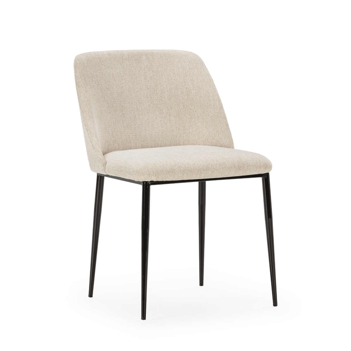 Silla Metal Negro Tela Blanco Estilo Nórdico