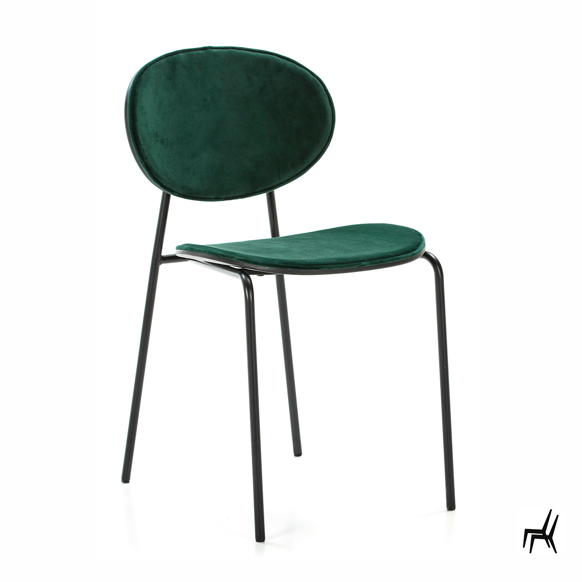 Silla Metal Negro Terciopelo Verde Oscuro Elegante