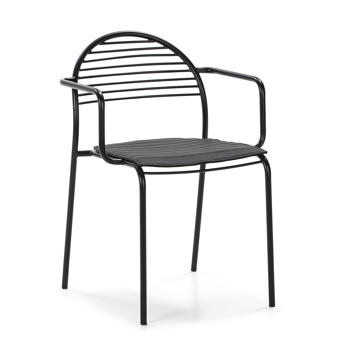 Silla Metal Negro con Cojín Polipiel Elegante