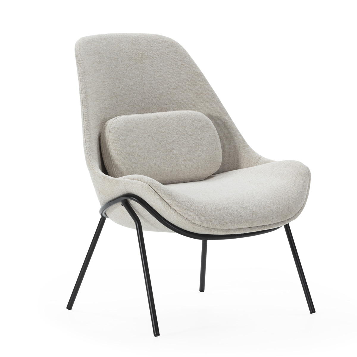 Sillón Metal Negro Tela Beige Moderno