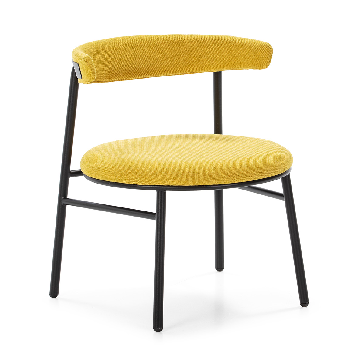 Silla Metal Negro Tela Amarillo Estilo Nórdico