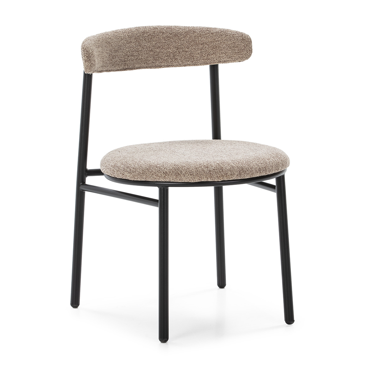 Silla Metal Negro Tela San Remo Beige Moderna