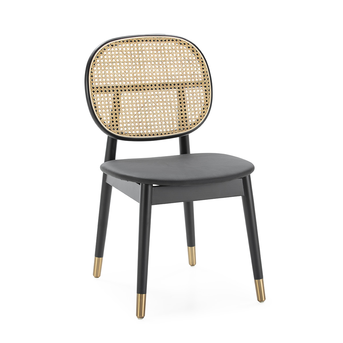 Silla Madera Negra Polipiel Estilo Nórdico