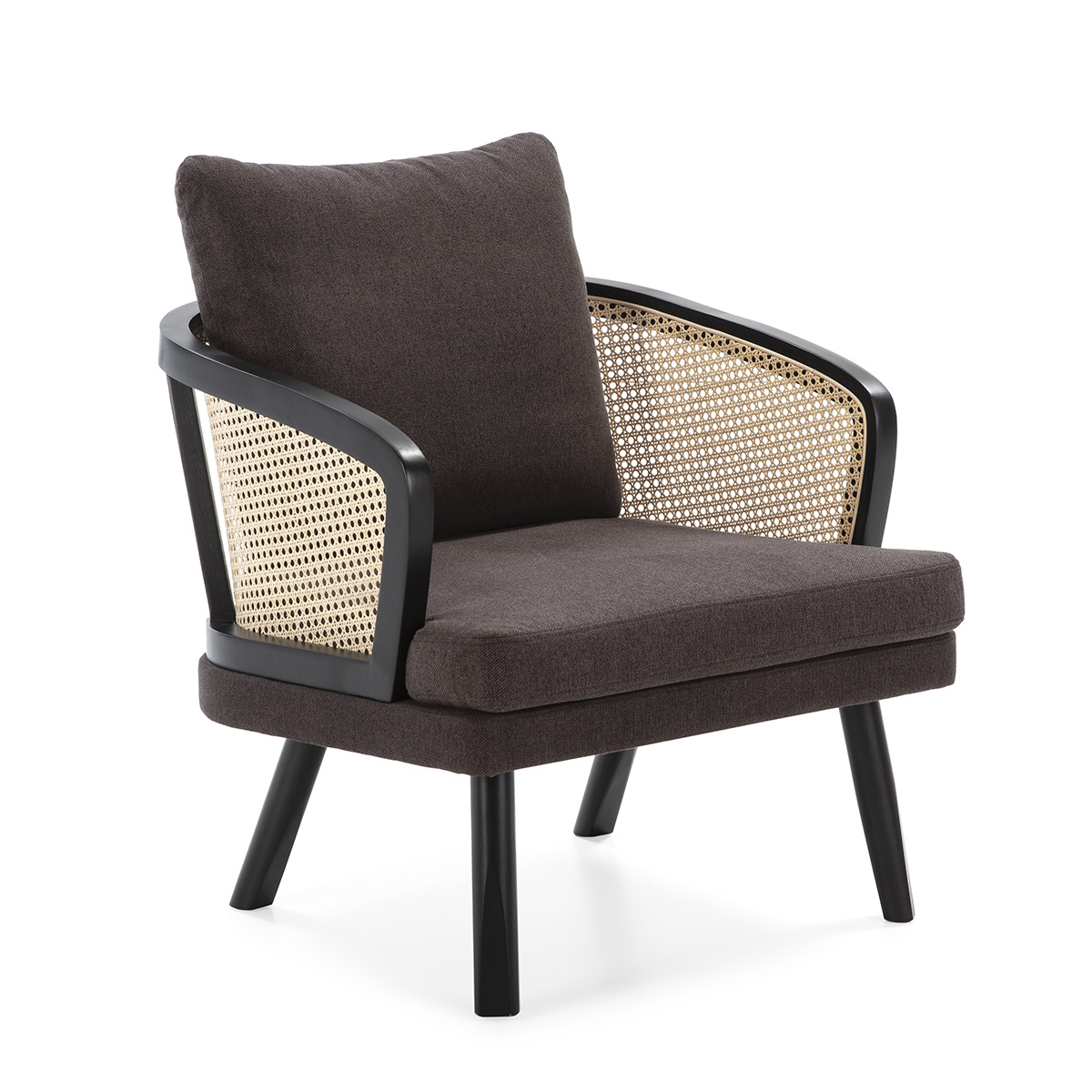 Sillón Moderno Negro Tela Soho Ratan Natural