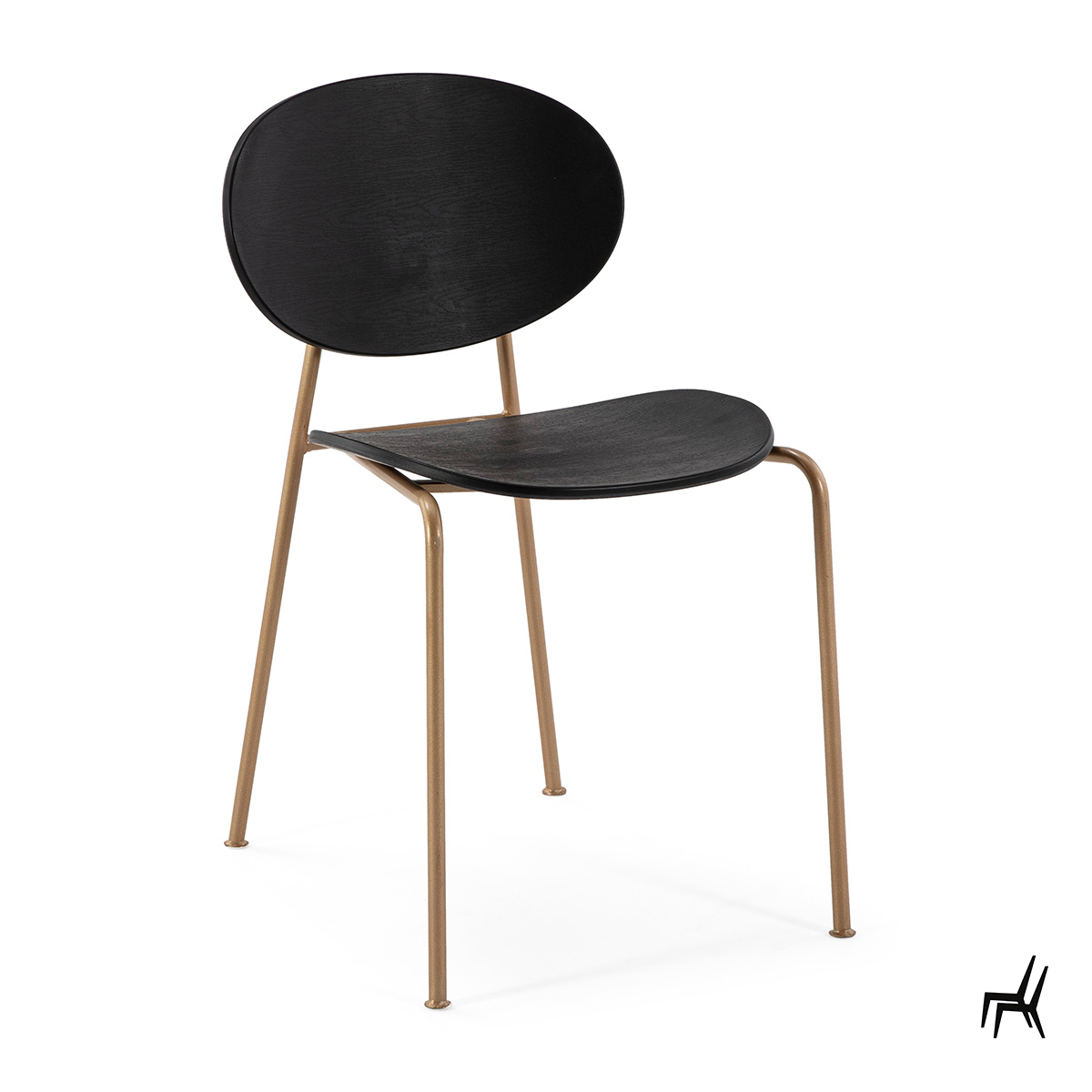 Silla Apilable Metal Dorado ABS Negro Elegante