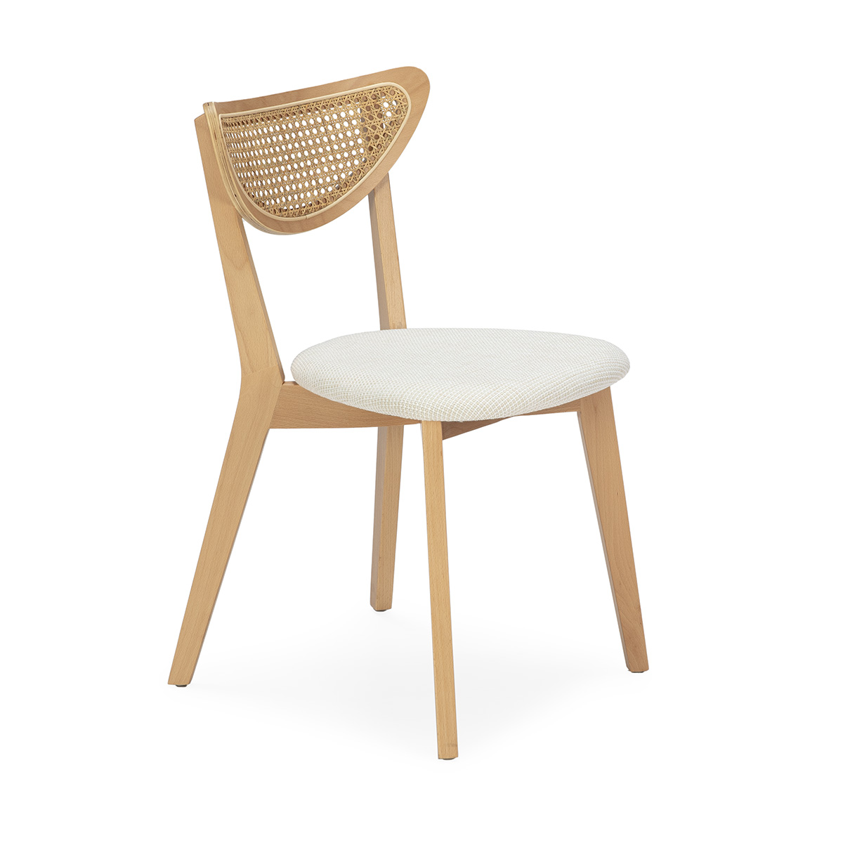 Silla Madera Natural Ratan Estilo Nórdico Blanca