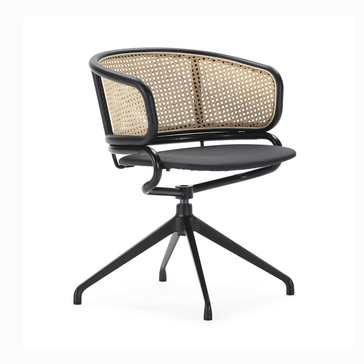 Silla Metal Negro Ratan Natural Estilo Nórdico