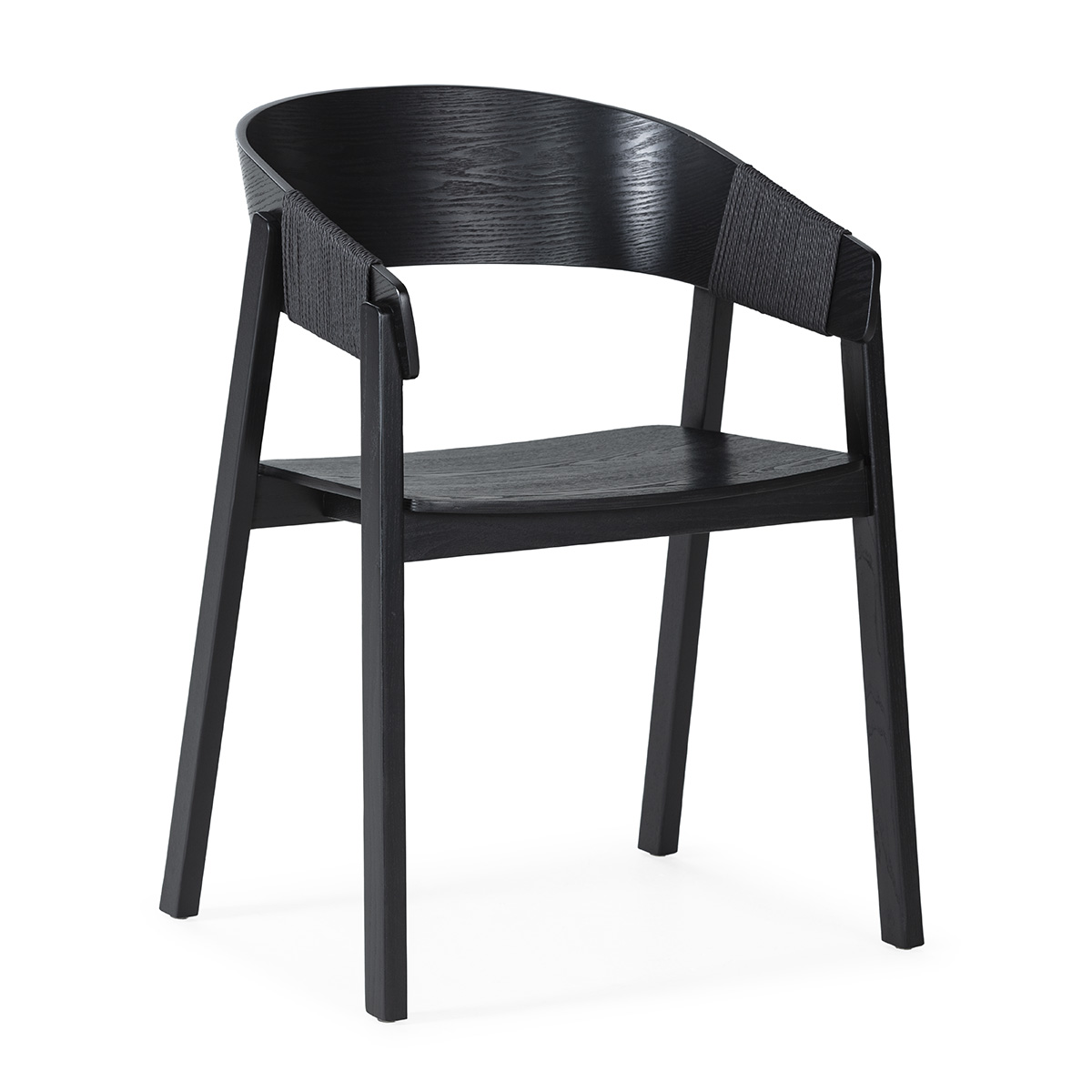 Silla Madera Roble Cuerda Negra Estilo Nórdico