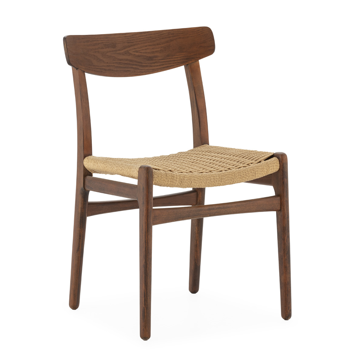 Silla Madera Nogal Elegante Cuerda Natural