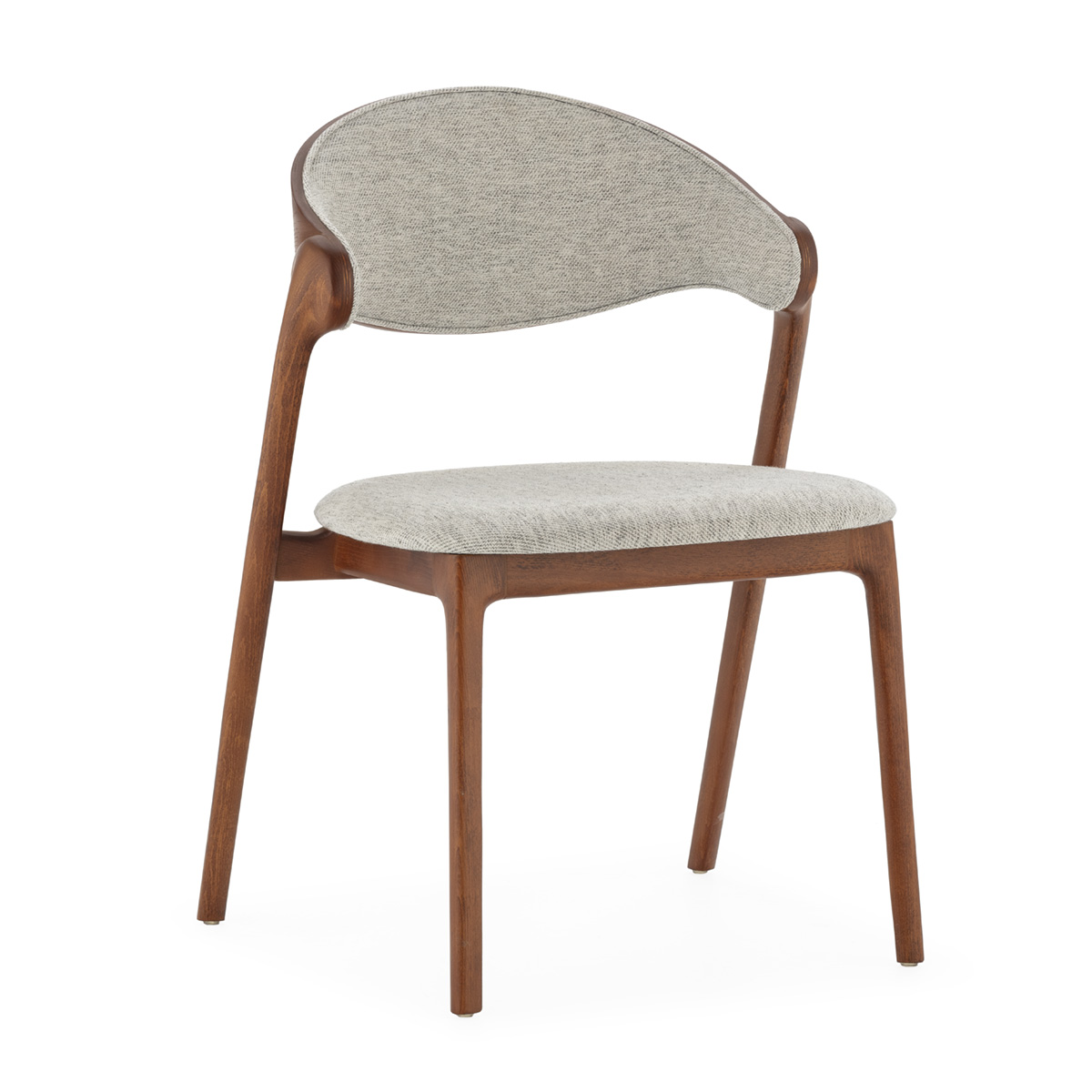 Silla Madera Marrón Tela Gris Estilo Nórdico