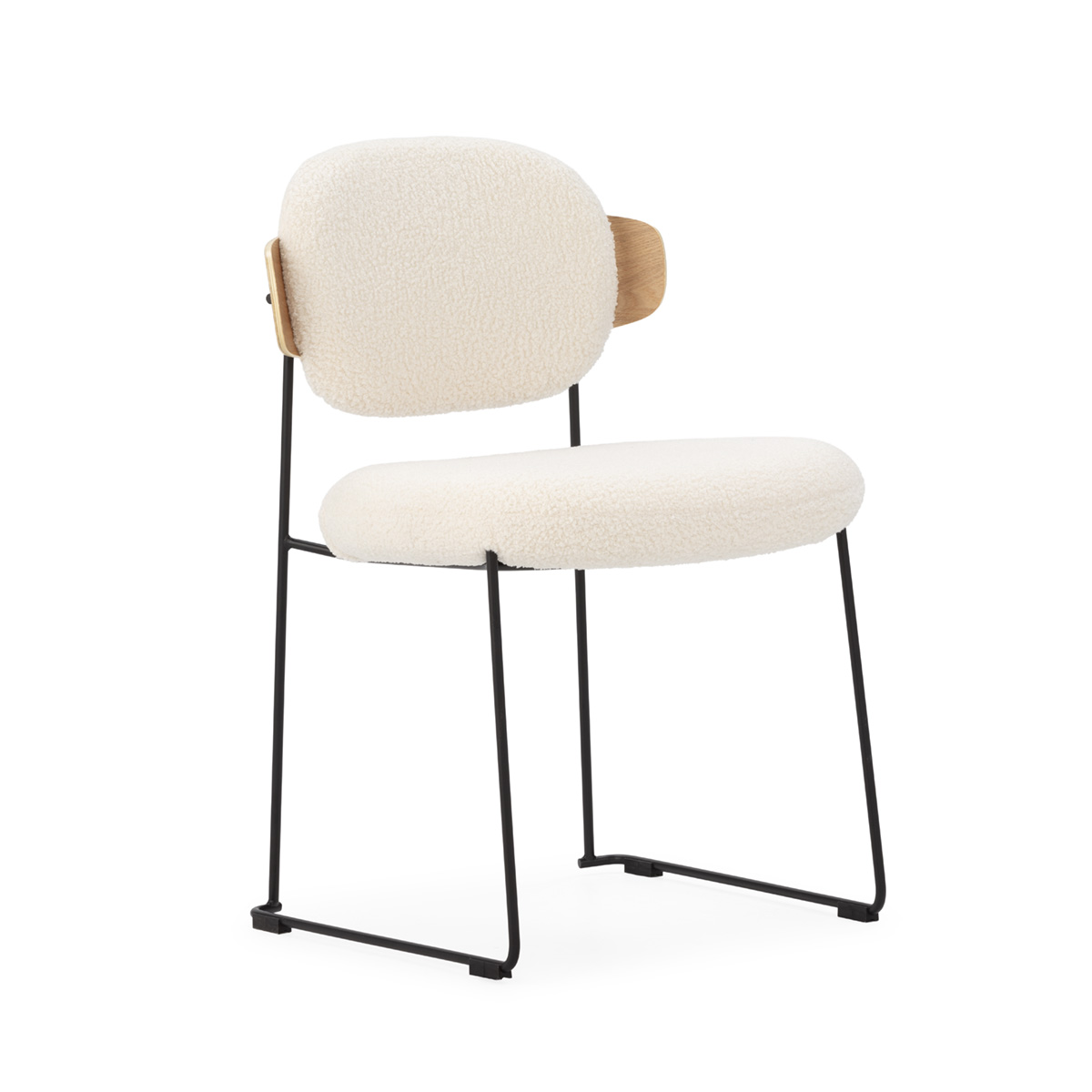 Silla Metal Negro Madera Natural Estilo Nórdico