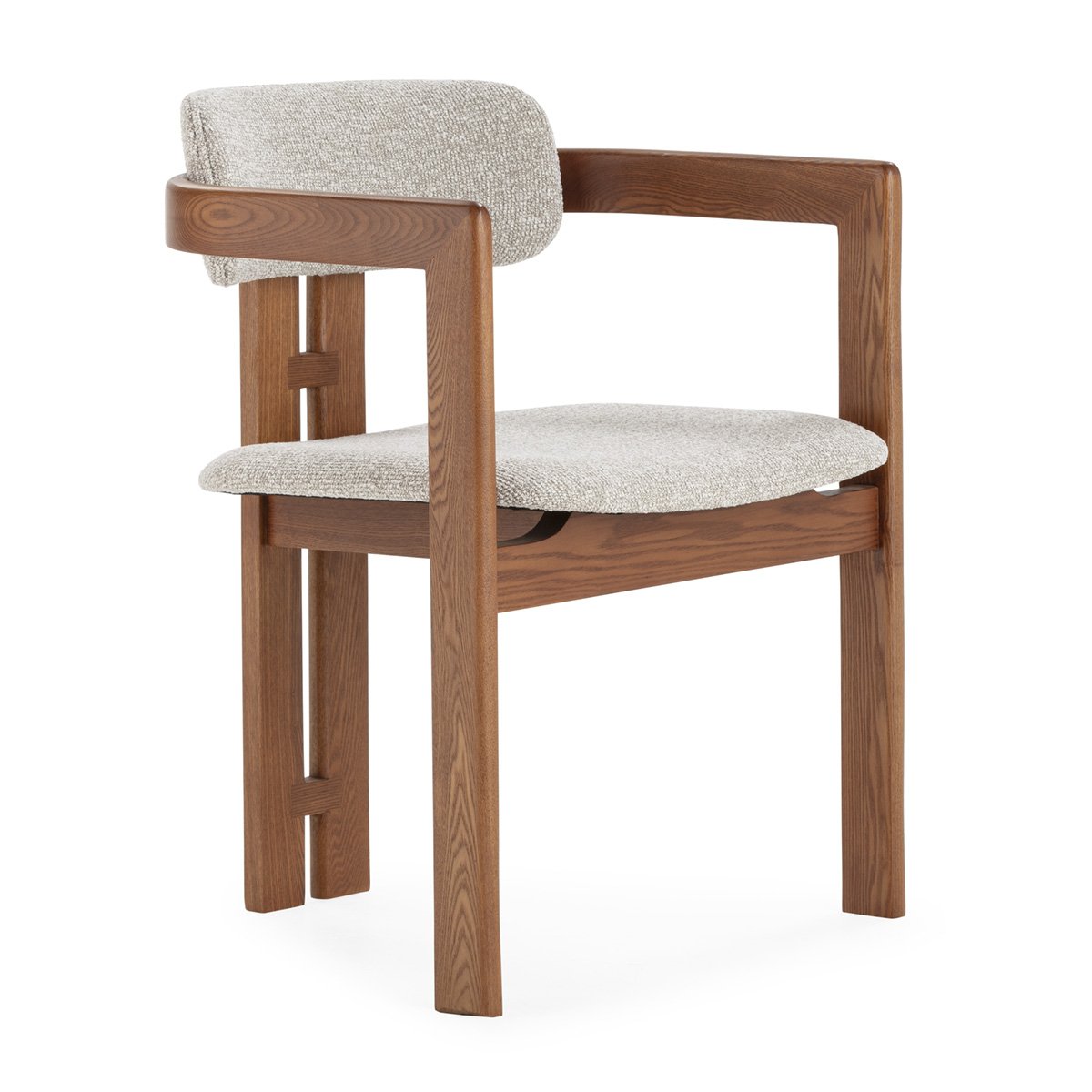 Silla Fresno Nogal Tela Gris Estilo Nórdico