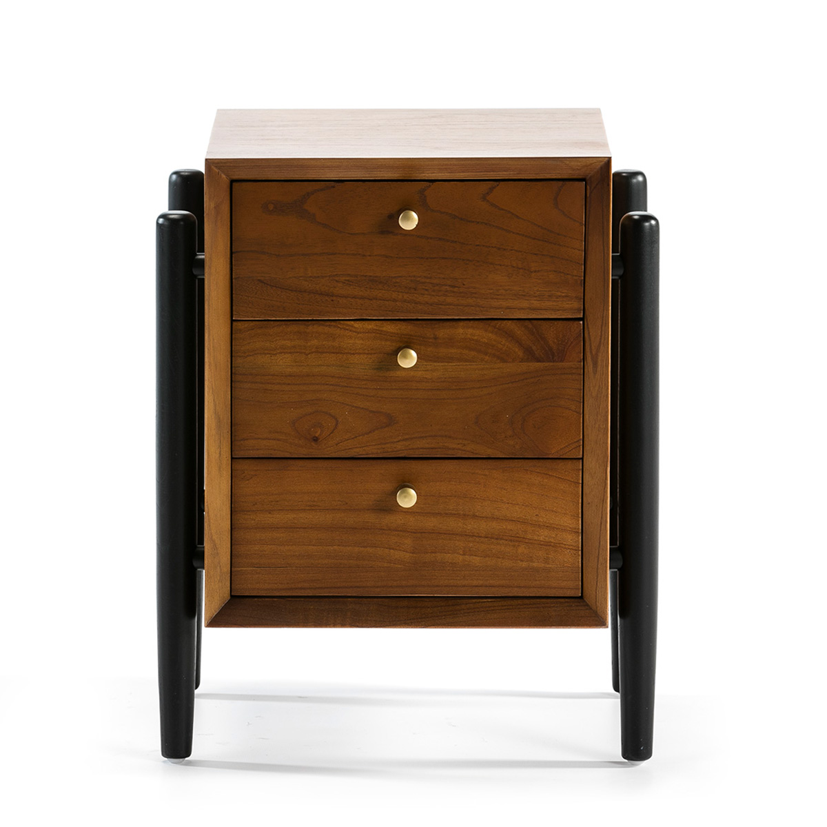 Mesita de noche madera mindi marrón negro