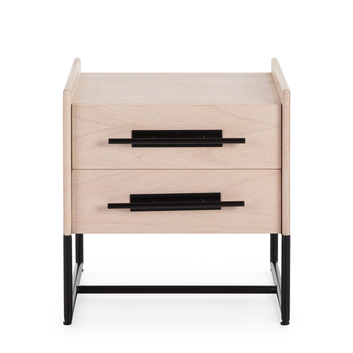 Mesita de noche madera mindi natural 2 cajones