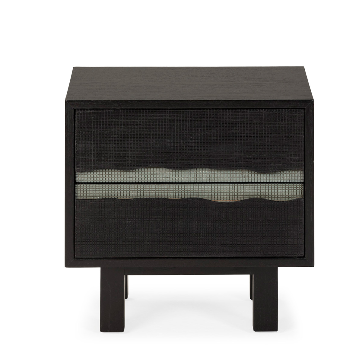 Mesita de noche madera negra gris