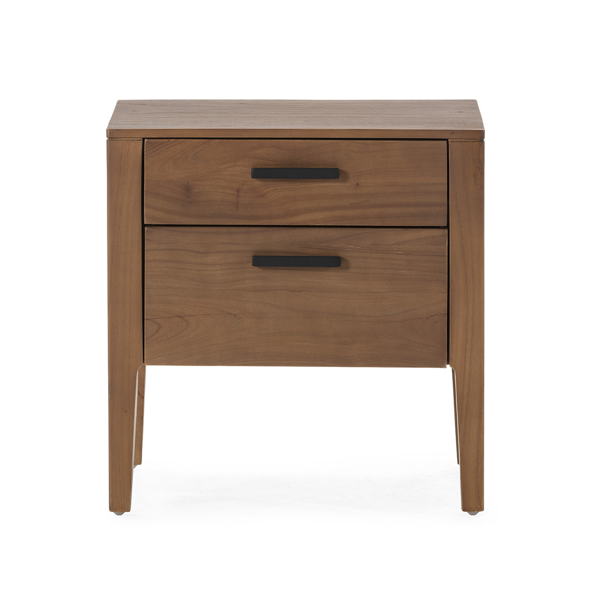 Mesita de noche madera marrón metal negro