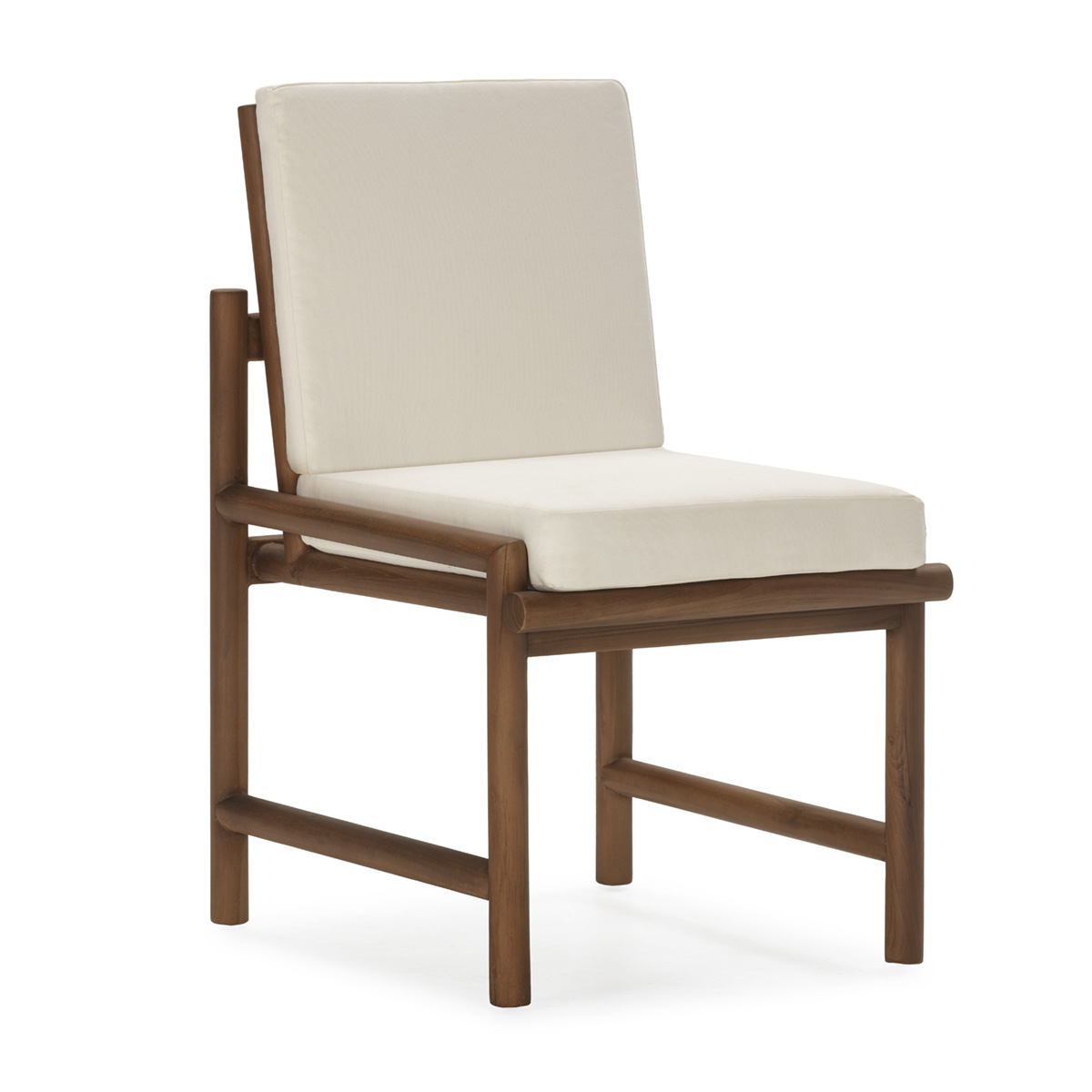 Silla Teca Natural con Cuerda y Tela Blanca Nórdica