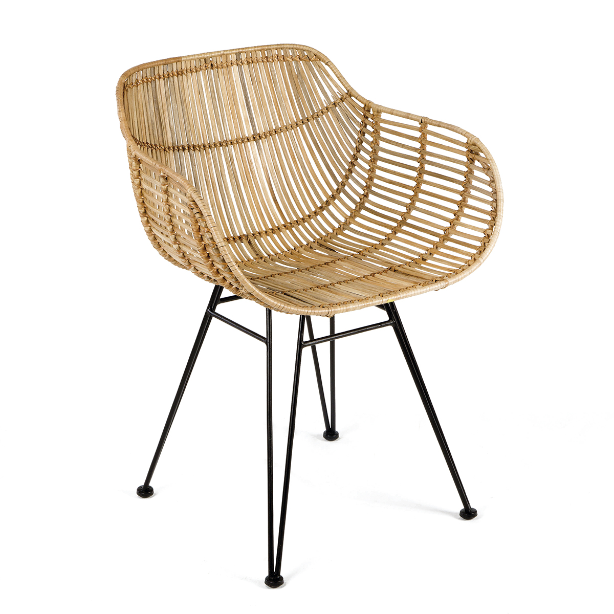 Silla Metal Mimbre Natural Estilo Nórdico