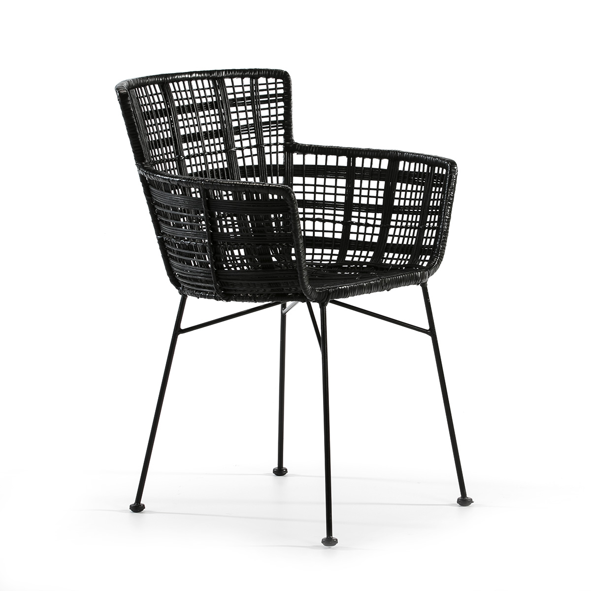 Silla Metal Negro Mimbre Nórdica Elegante