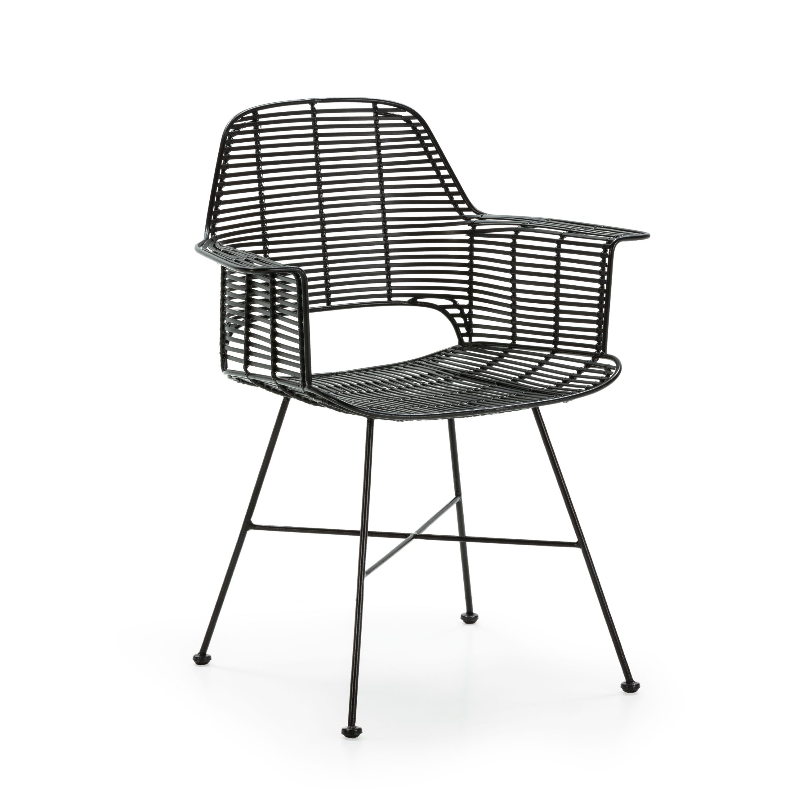 Silla Mimbre Negro Industrial con Metal Negro