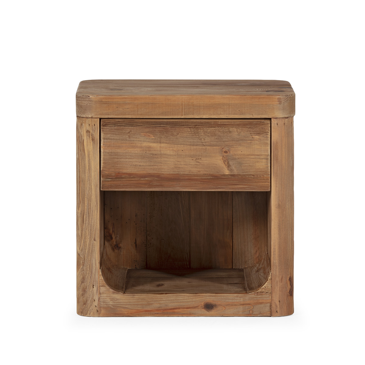 Mesita de noche madera de pino reciclado envejecido