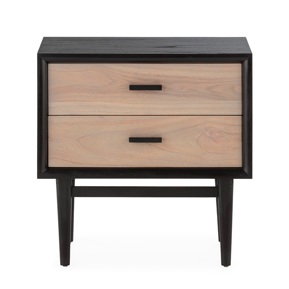 Mesita de noche madera negra natural