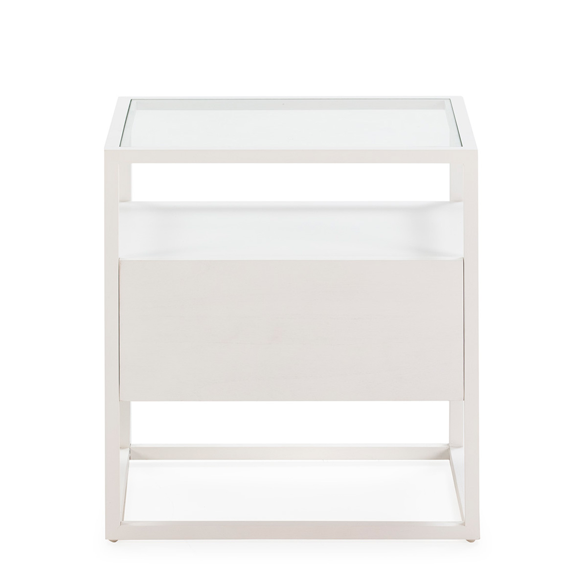 Mesita de noche cristal madera blanco